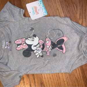 Disney Gray and Pink Minnie Mouse Baby Onesie